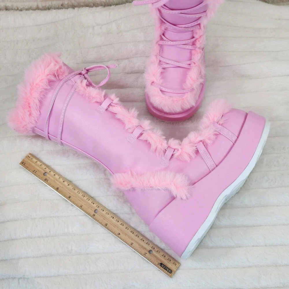 NIB DEMONIA Cubby 311 Stomper Baby Pink Platform Pastel Goth Punk Knee Boots NY - Picture 8 of 9